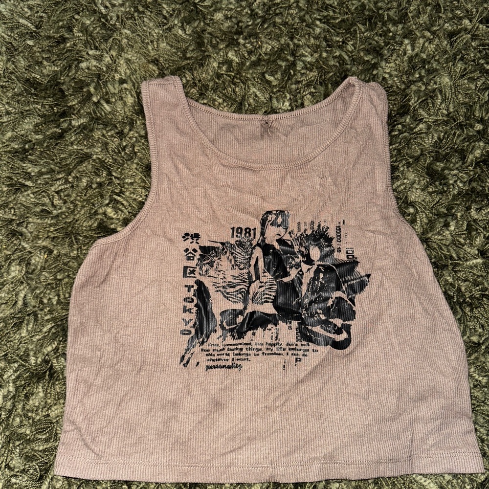 Graphic Tank Top with Black Print